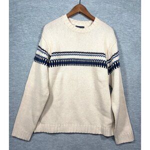Vtg American Eagle Outfitters Mens Sweater L‎ Cream Knit 100% Lambswool